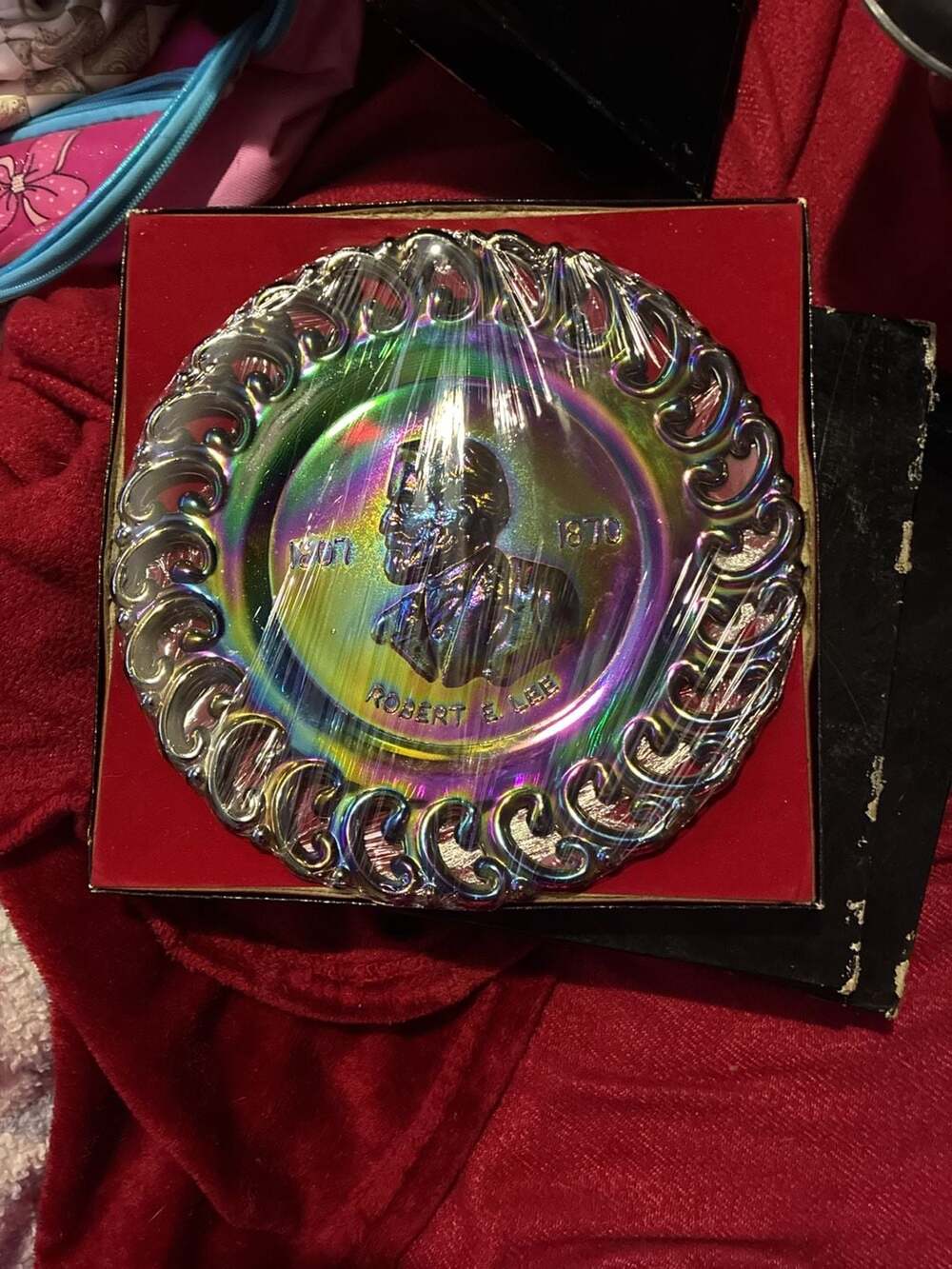 Vintage Wheaton Great American Series Robert E. Lee Iridescent Carnival Glass